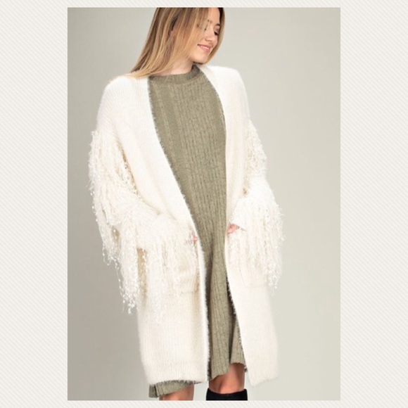 fringe sleeve cardigan